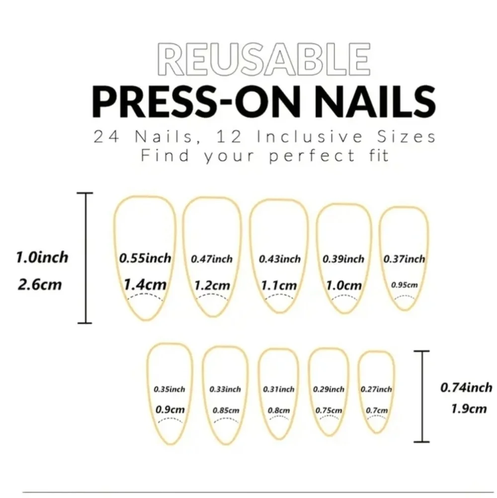 24 Pieces Fake Press On Nails
